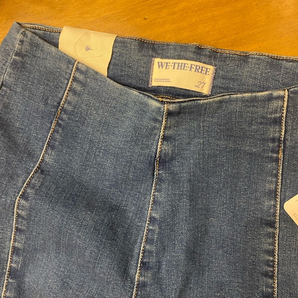 Free People NWT Bella Moto Mid Rise Skinny Jeans Zipper ankles blue Sz 26 $128 - Picture 6 of 13